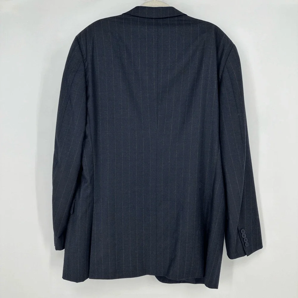 Ermenegildo Zegna Neiman Marcus Mens Wool Blazer Navy Pinstripe EU 56L US 46L